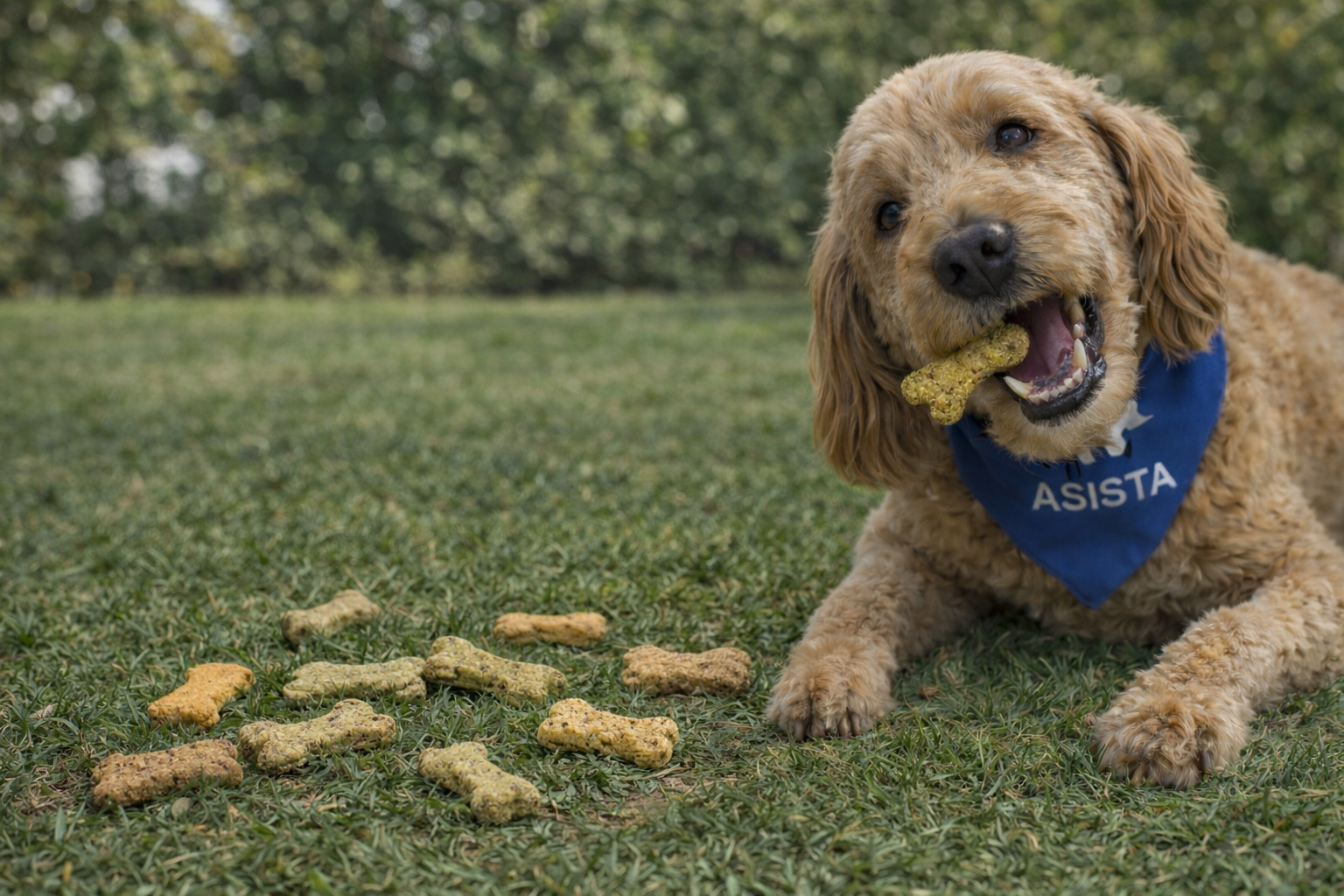 Chien heureux qui savoure des gâteries Natural Nibbles